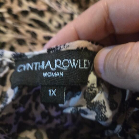Cynthia Rowley Woman 1X Leopard Print Blouse Pink Black Animal Print Top - Picture 3 of 9